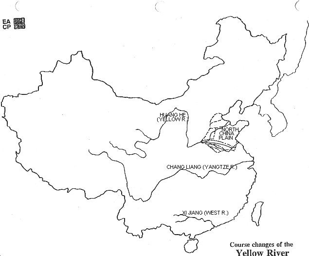 map: Course Changes of the Huang He / Yellow River